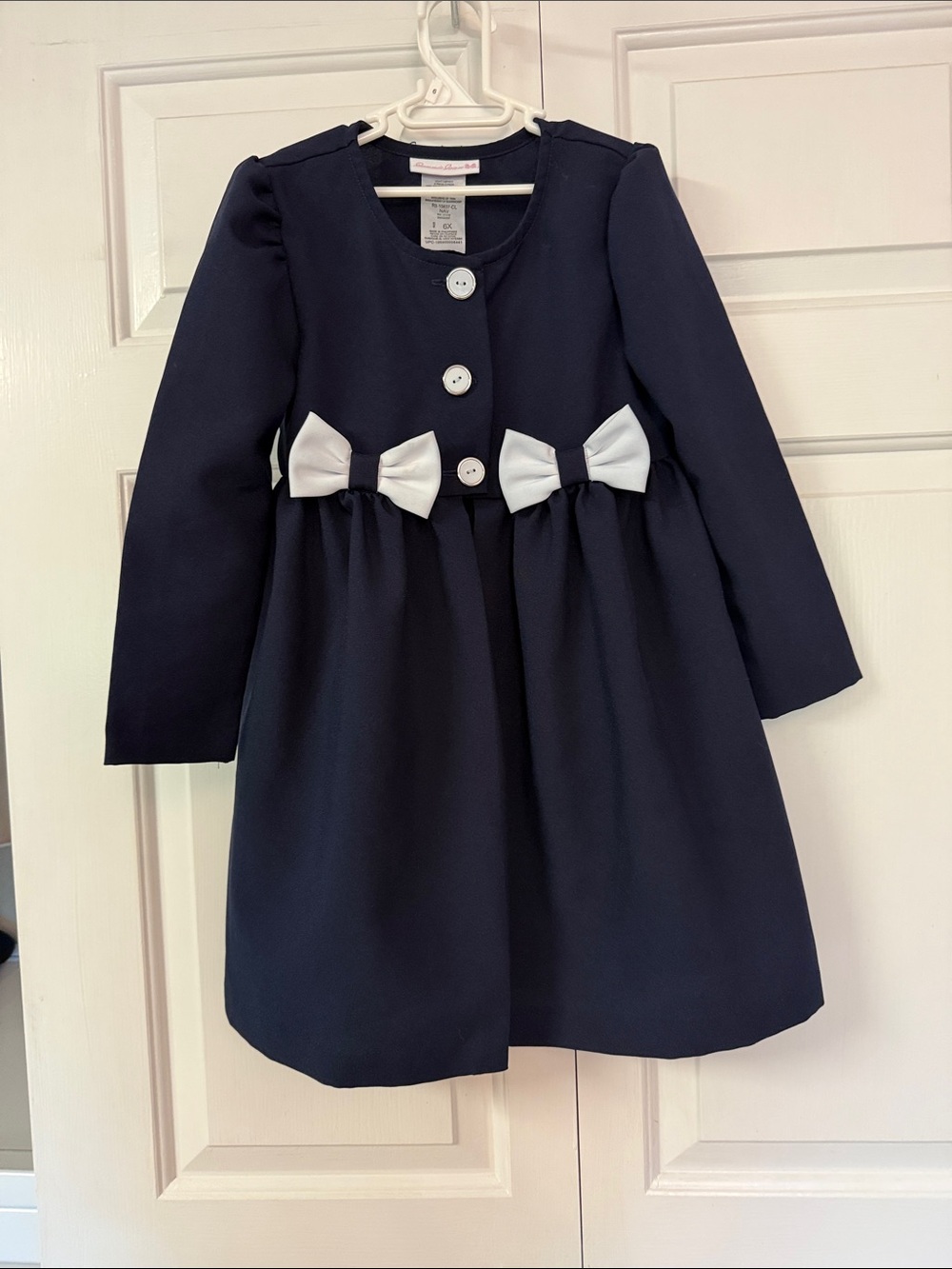 Bonnie Jean Navy Girls Coat with Pink Logo Accent